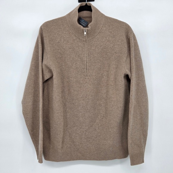 Marchbrae Other - Marchbrae Men Large Lambswool 1/2 Zip Sweater Pullover Mock Neck Tan Edinburgh‎